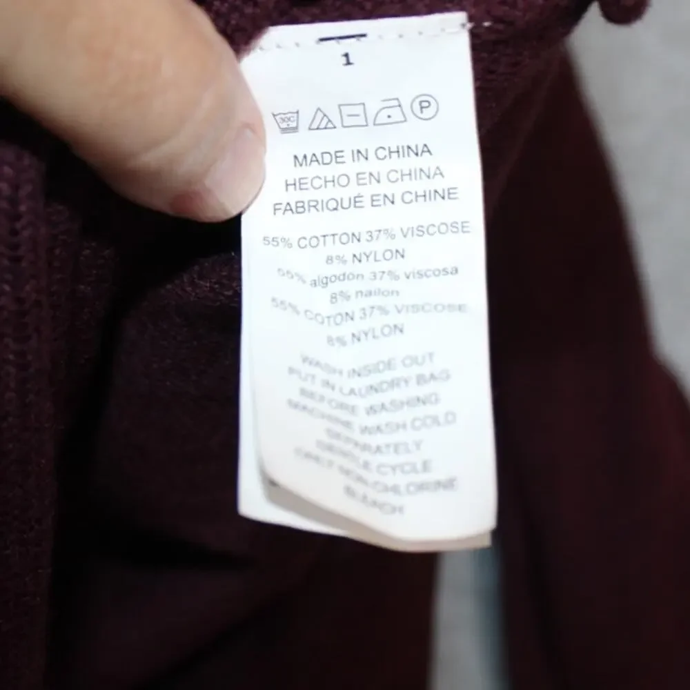 MICHAEL KORS Sweater Sz Large Burgundy Knit Gold Metal Zippers‎